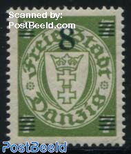 8 on 7pf, bluegreen overprint, Stamp out of set