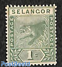 Selangor, 1c, Stamp out of set
