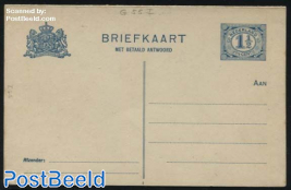 Reply Paid Postcard 1.5c blue, long dividing line