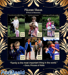 Princess Diana, 20 Years in Memoriam 6v m/s