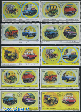 Stamp Day 10v, automobiles