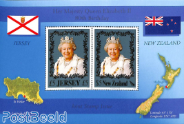 Elizabeth II 80th anniversary s/s, joint issue Jersey (stamps bluegreen)