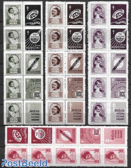 Strips 0f 10 stamps with all different tabs