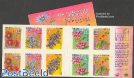 Flowers 10v in booklet reprint (with year 2002)