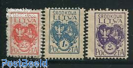 Central Lithuania, definitives 3v