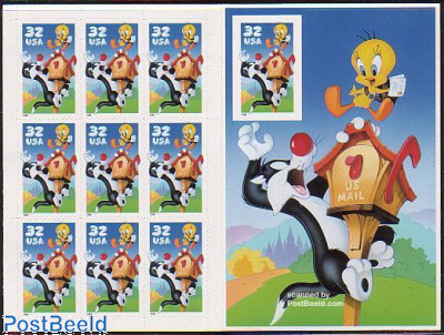 Tweety & Sylvester m/s Imperforated stamp right