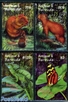 Rain forest animals 4v