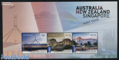 Parliaments s/s, Joint Issue New Zealand, Singapore