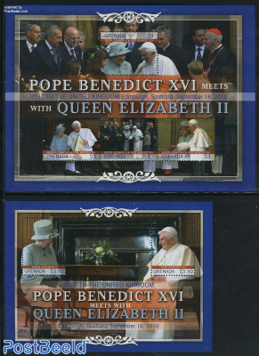 Pope Benedict XVI meet Queen Elizabeth II 2 s/s