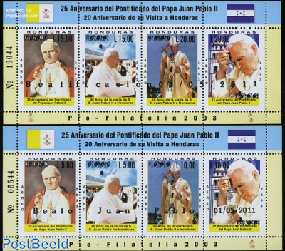 Pope John Paul II, overprints, 2 s/s