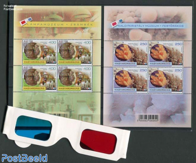 Museums 3D Stamps 2 s/s in folder pack