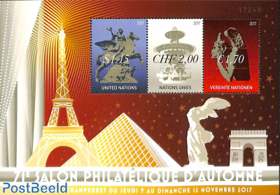 Salon Philatelique d'Automne s/s (with stamps New York, Geneva, Vienna)