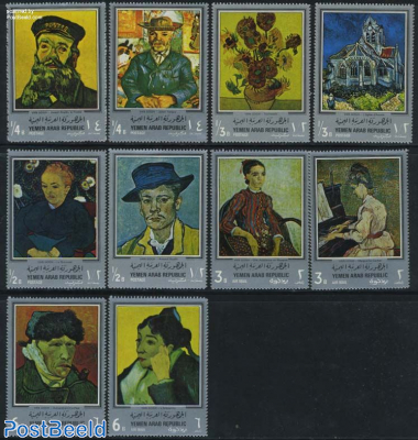 Van Gogh paintings 10v, silver borders